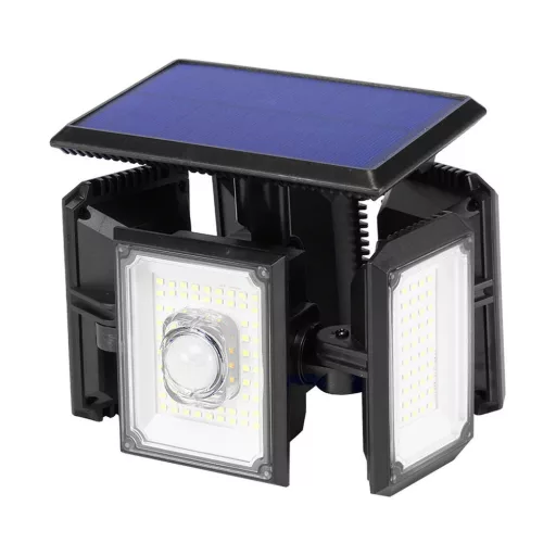 Lampada solare rotante a 5 pannelli 300 LED con sensore di movimento e telecomando, impermeabile IP65