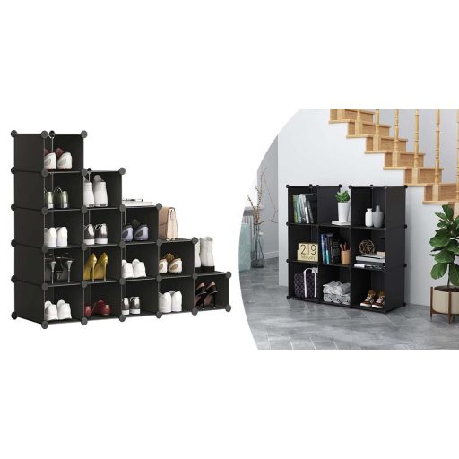 Sistema di cubi modulari neri da 15 pezzi