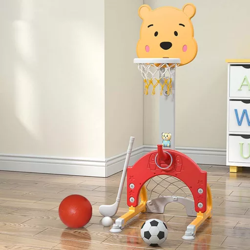 Set sportivo per bambini 4 in 1 con altezza regolabile - Basket, Calcio, Golf, Lancio degli anelli