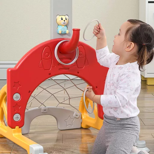 Set sportivo per bambini 4 in 1 con altezza regolabile - Basket, Calcio, Golf, Lancio degli anelli