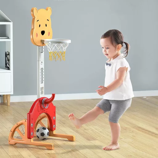 Set sportivo per bambini 4 in 1 con altezza regolabile - Basket, Calcio, Golf, Lancio degli anelli
