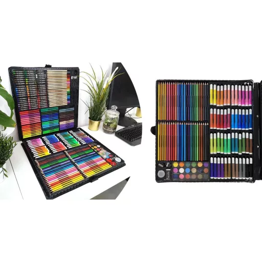 Set di disegno e pittura per bambini da 258 pezzi con matite colorate, pennarelli e acquerelli