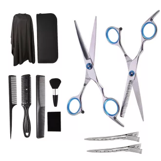   Set di strumenti per parrucchieri professionisti da 11 pezzi con forbici, pettini, clip e borsa