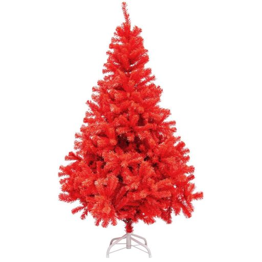 Albero di Natale artificiale rosso 120 cm con 230 rami - Decorazione natalizia unica
