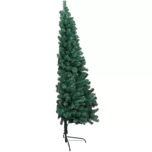 Albero di Natale a metà 180 cm con luci LED - Decorazione natalizia salvaspazio