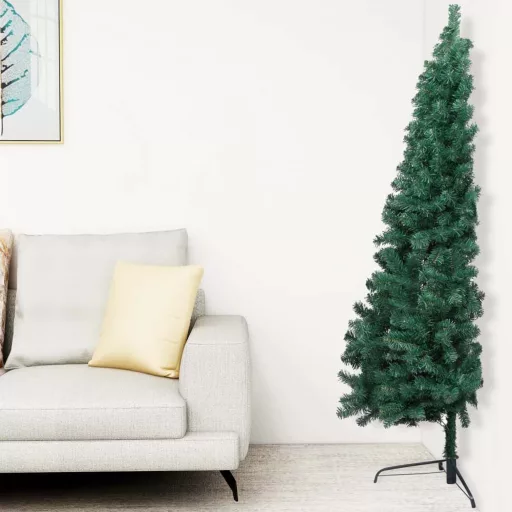 Albero di Natale a metà 180 cm con luci LED - Decorazione natalizia salvaspazio