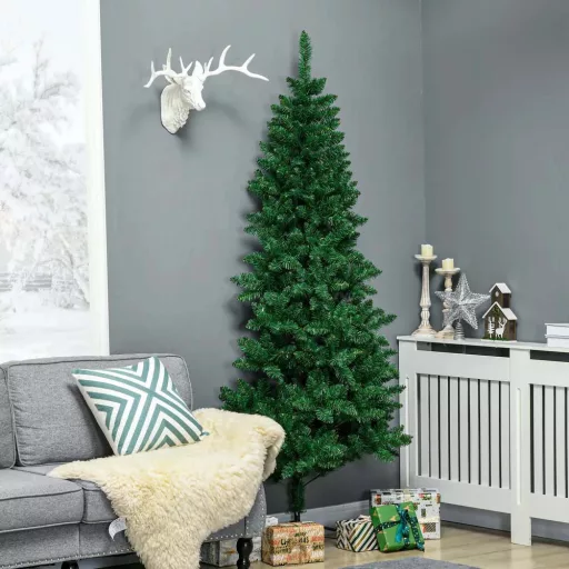 Albero di Natale a metà 210 cm con 500 rami e luci LED