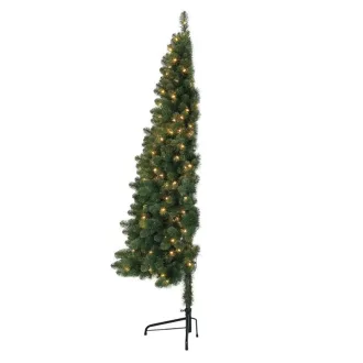   Albero di Natale a metà con 80 luci LED, 120 cm, design salvaspazio