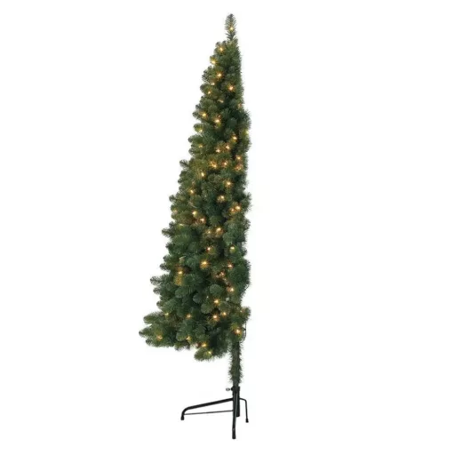 Albero di Natale a metà con 80 luci LED, 120 cm, design salvaspazio
