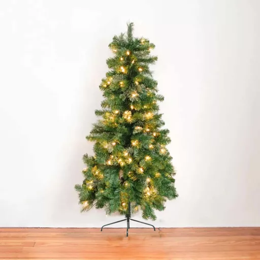 Albero di Natale a metà con 80 luci LED, 120 cm, design salvaspazio