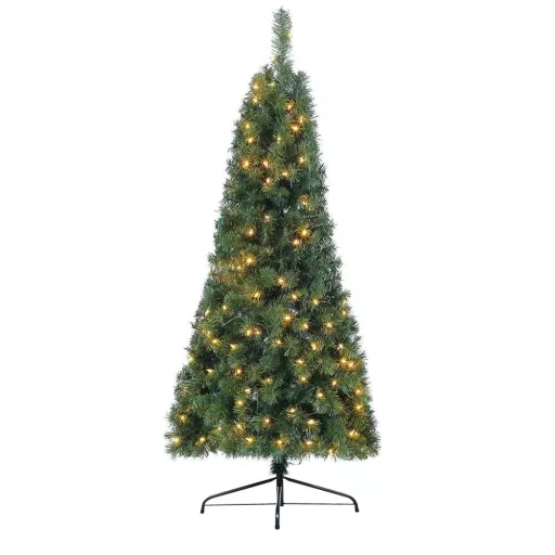 Albero di Natale a metà con 160 luci LED, 180 cm, design salvaspazio