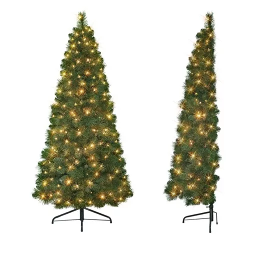 Albero di Natale a metà con 160 luci LED, 180 cm, design salvaspazio
