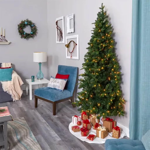 Albero di Natale a metà con 160 luci LED, 180 cm, design salvaspazio