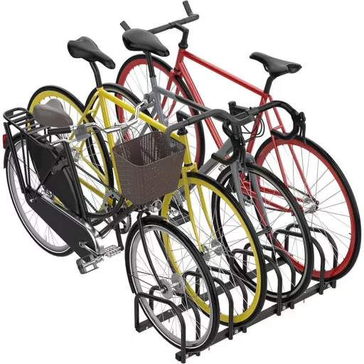Portabici da esterno per 4 biciclette - Design in metallo stabile, montabile a parete e a terra