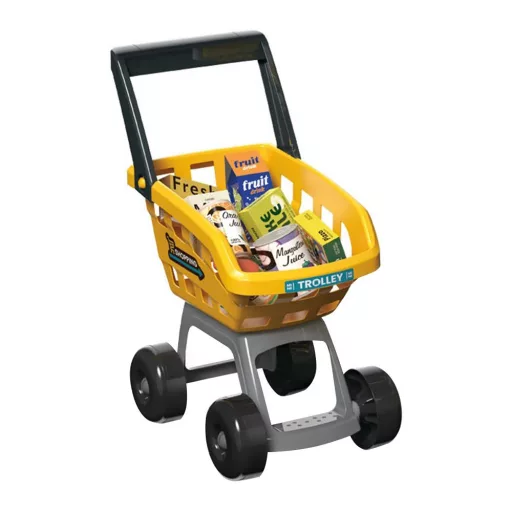 Set di supermercato giocattolo giallo da 65 pezzi con accessori realistici