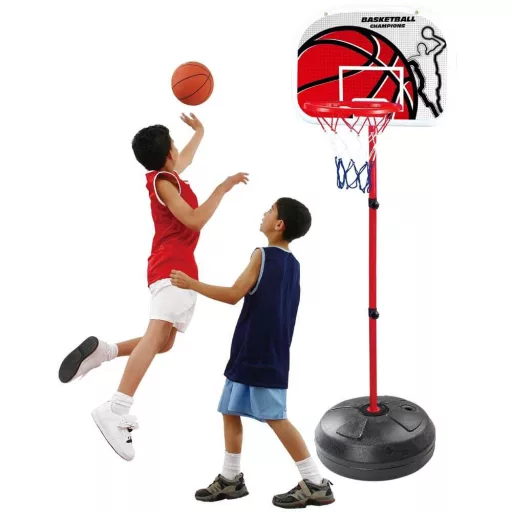 Canestro da basket regolabile con pallone e pompa per bambini