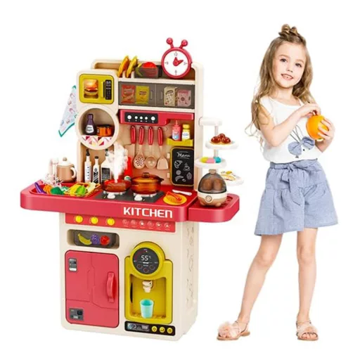Cucina giocattolo interattiva da 89 pezzi con distributore d'acqua per bambini