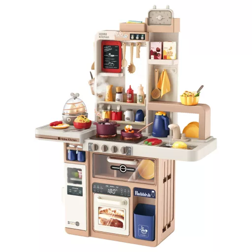 Set da cucina giocattolo marrone da 72 pezzi con accessori da cucina