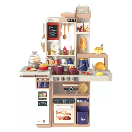 Set da cucina giocattolo marrone da 72 pezzi con accessori da cucina