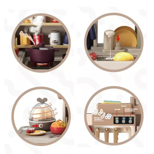 Set da cucina giocattolo marrone da 72 pezzi con accessori da cucina