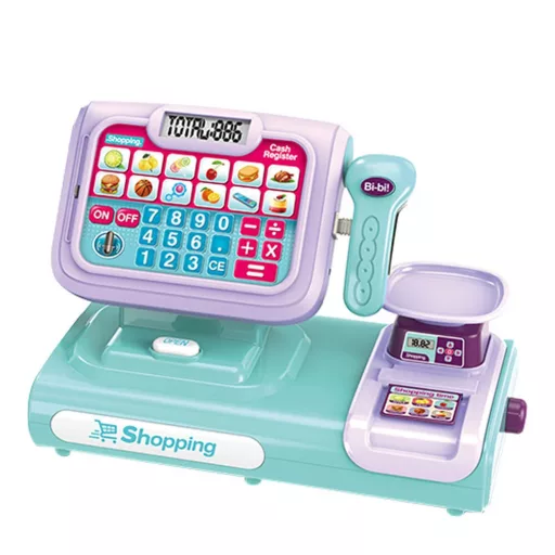 Registratore di cassa giocattolo per bambini con effetti sonori e luminosi - Blu-Viola