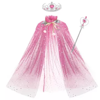   Set di accessori da principessa con tiara, mantello e gioielli scintillanti per bambini