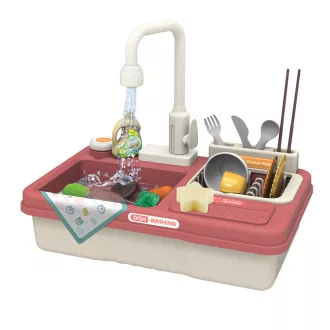   Set da gioco con lavandino rosa da 23 pezzi con accessori realistici e frutta e verdura da tagliare