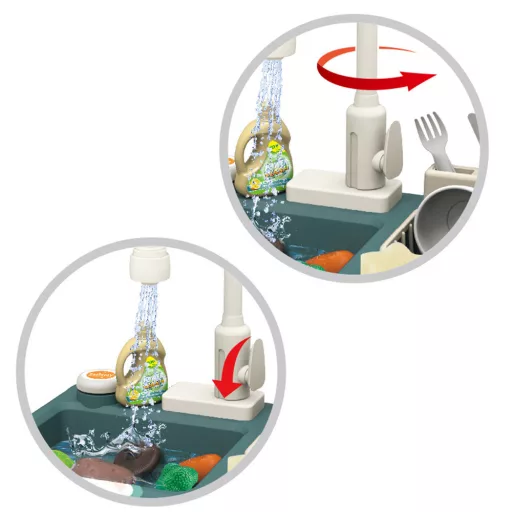 Set da gioco con lavandino blu da 23 pezzi con accessori realistici
