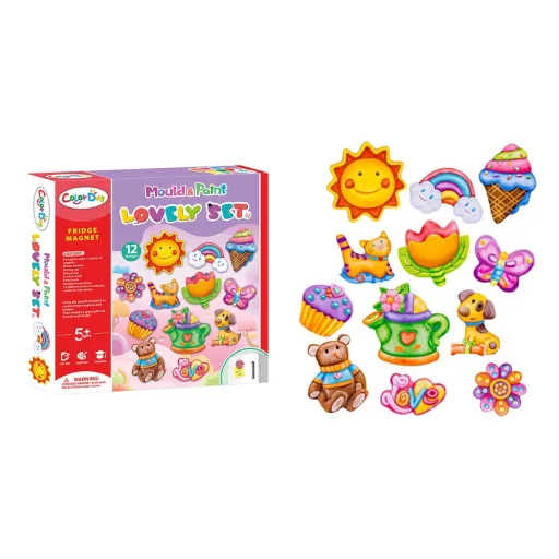 Kit per la creazione di magneti da frigorifero fai-da-te per bambini con colori e stampi