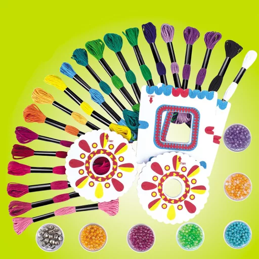 Kit per la creazione di braccialetti colorati con perline e modelli