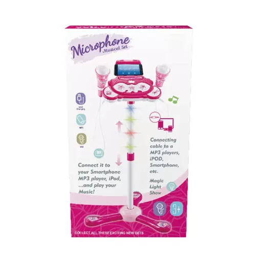 Set di microfoni da palco regolabile per 2 persone con effetti e connessione telefonica per bambini