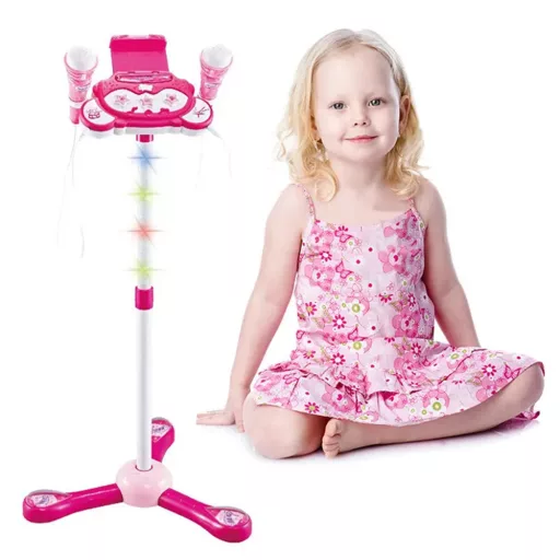 Set di microfoni da palco regolabile per 2 persone con effetti e connessione telefonica per bambini