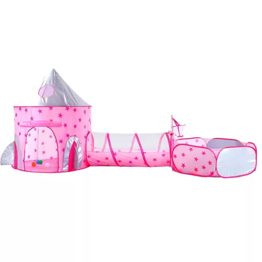 Tenda da gioco 3-in-1 per bambini con tunnel e canestro - Rosa