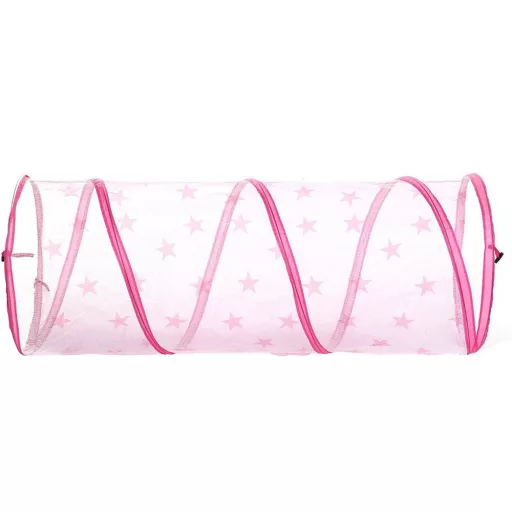 Tenda da gioco 3-in-1 per bambini con tunnel e canestro - Rosa