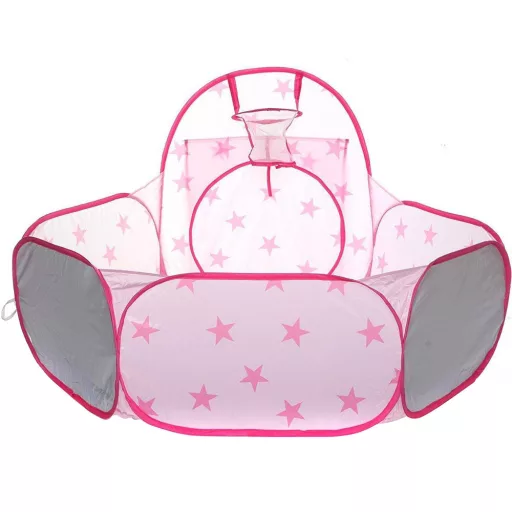 Tenda da gioco 3-in-1 per bambini con tunnel e canestro - Rosa