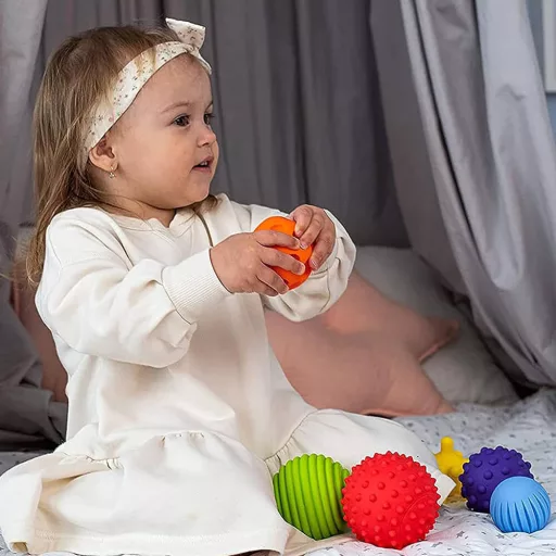 Set di palline per lo sviluppo sensoriale da 9 pezzi per neonati - Senza BPA, varie texture e colori
