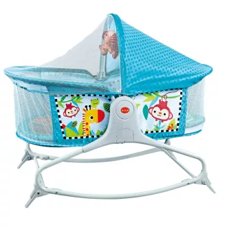   Culla musicale vibrante per bambini con tappeto da gioco - Blu, multifunzionale, materiale morbido