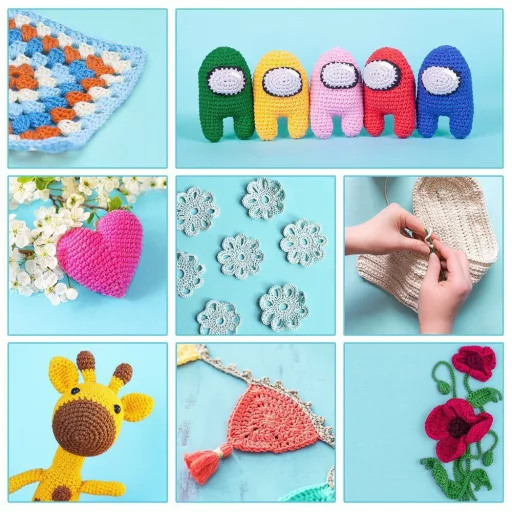 Kit Completo per Uncinetto con Filati Colorati e Accessori in Borsa Elegante