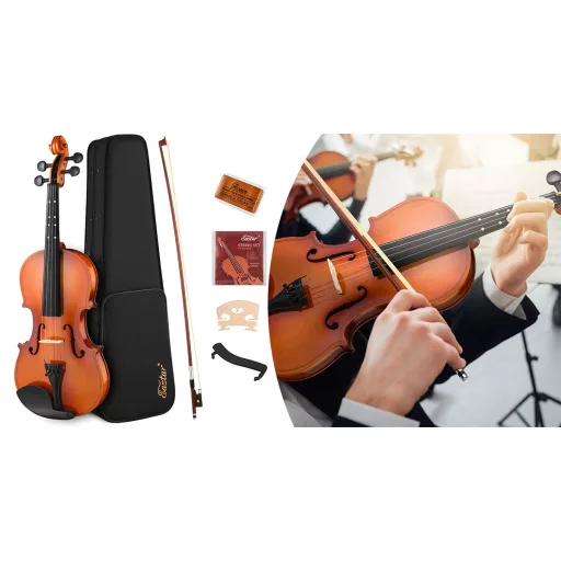 Set di violino acustico con custodia - Kit completo per principianti con arco e accessori