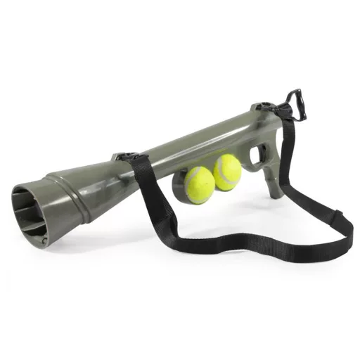 Lanciaball per Cani con Raccoglitore di Palline Integrato, Cinghia Regolabile e Portata di 20m