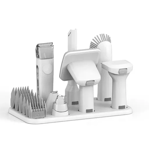 Kit di toelettatura per animali domestici con sistema di aspirazione e 6 accessori
