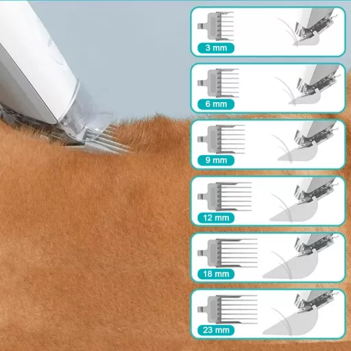 Kit di toelettatura per animali domestici con sistema di aspirazione e 6 accessori