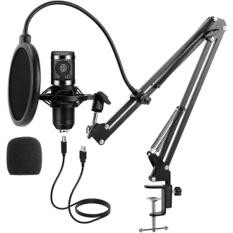   Microfono da studio USB con supporto regolabile e filtro anti-pop