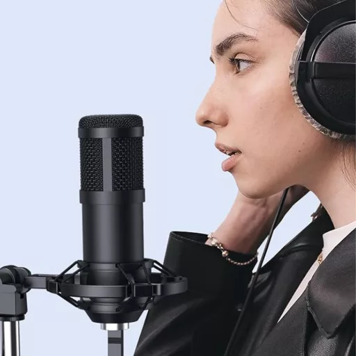 Microfono da studio USB con supporto regolabile e filtro anti-pop