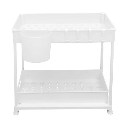 Organizer a 2 livelli per sotto il lavello con cassetto estraibile - Bianco (Set di 2)
