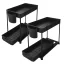 Set di scaffali organizer sotto il lavello a 2 livelli - Plastica resistente con cassetto estraibile e scomparto laterale, Nero