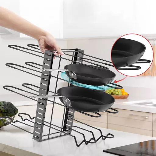 Supporto per pentole in alluminio a più livelli - design pieghevole e salvaspazio