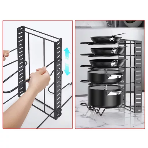 Supporto per pentole in alluminio a più livelli - design pieghevole e salvaspazio