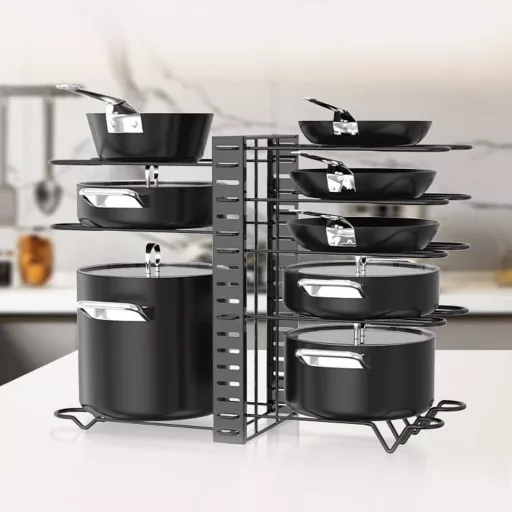 Supporto per pentole in alluminio a più livelli - design pieghevole e salvaspazio