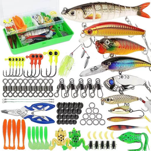 Set di esche e ami da pesca da 72 pezzi con ami a cambio rapido e scatola di stoccaggio